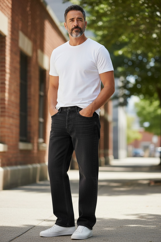 Jeans Baggy Imperial Nero Slavato