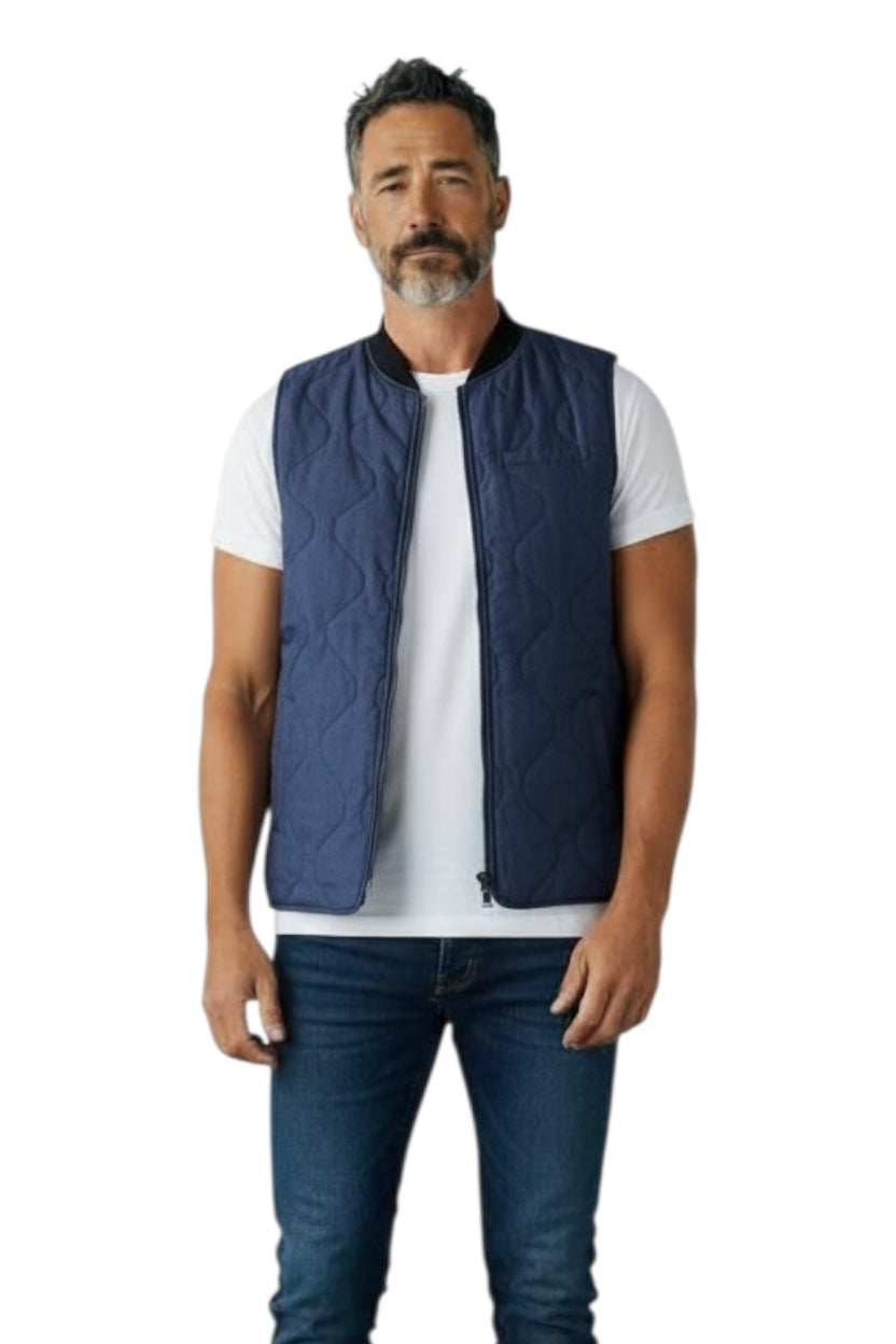 Gilet Reversibile in Denim Trapuntato