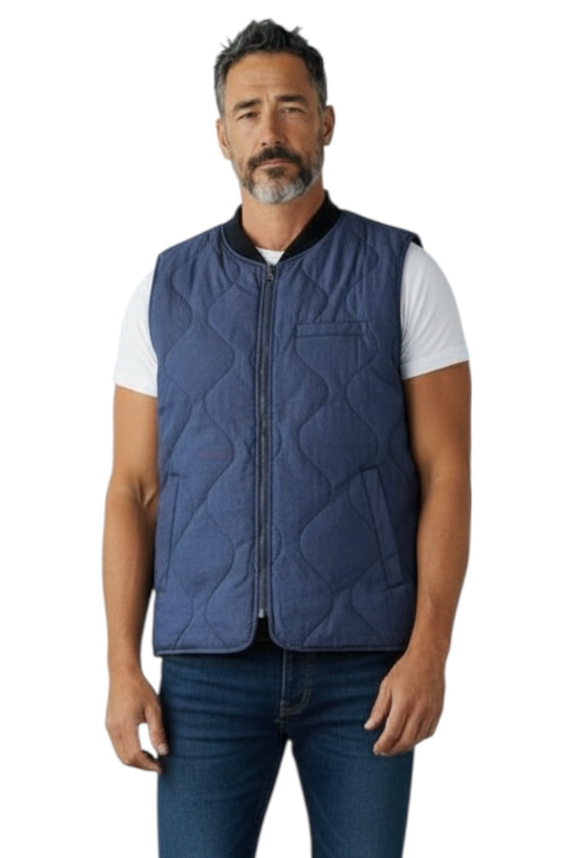 Gilet Reversibile in Denim Trapuntato