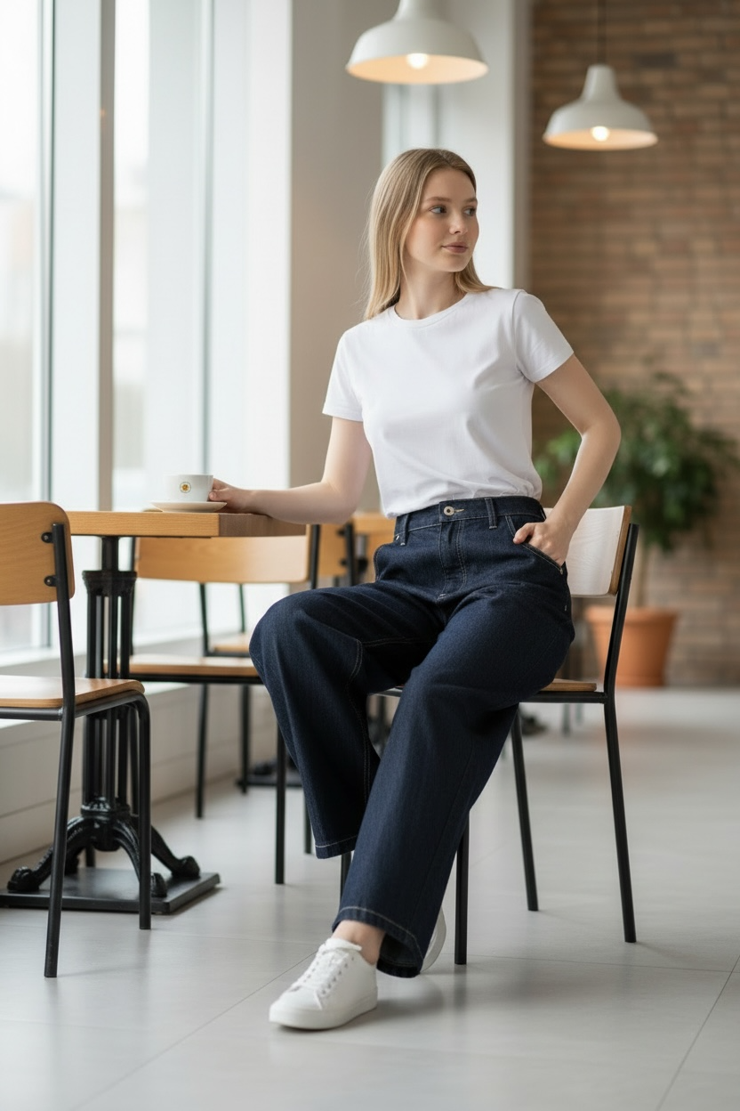 Pantalone Baggy Please Donna Blue Denim