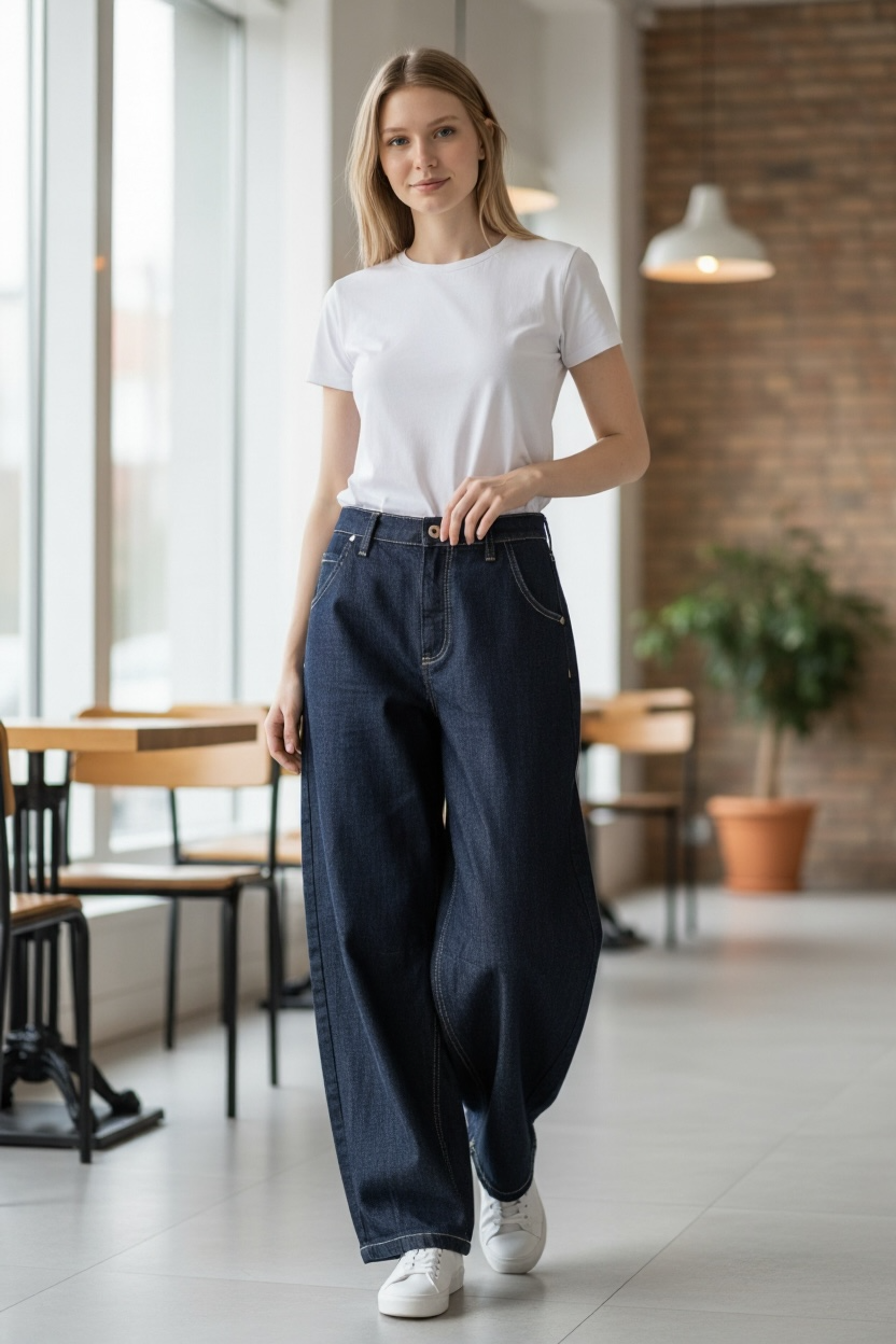 Pantalone Baggy Please Donna Blue Denim