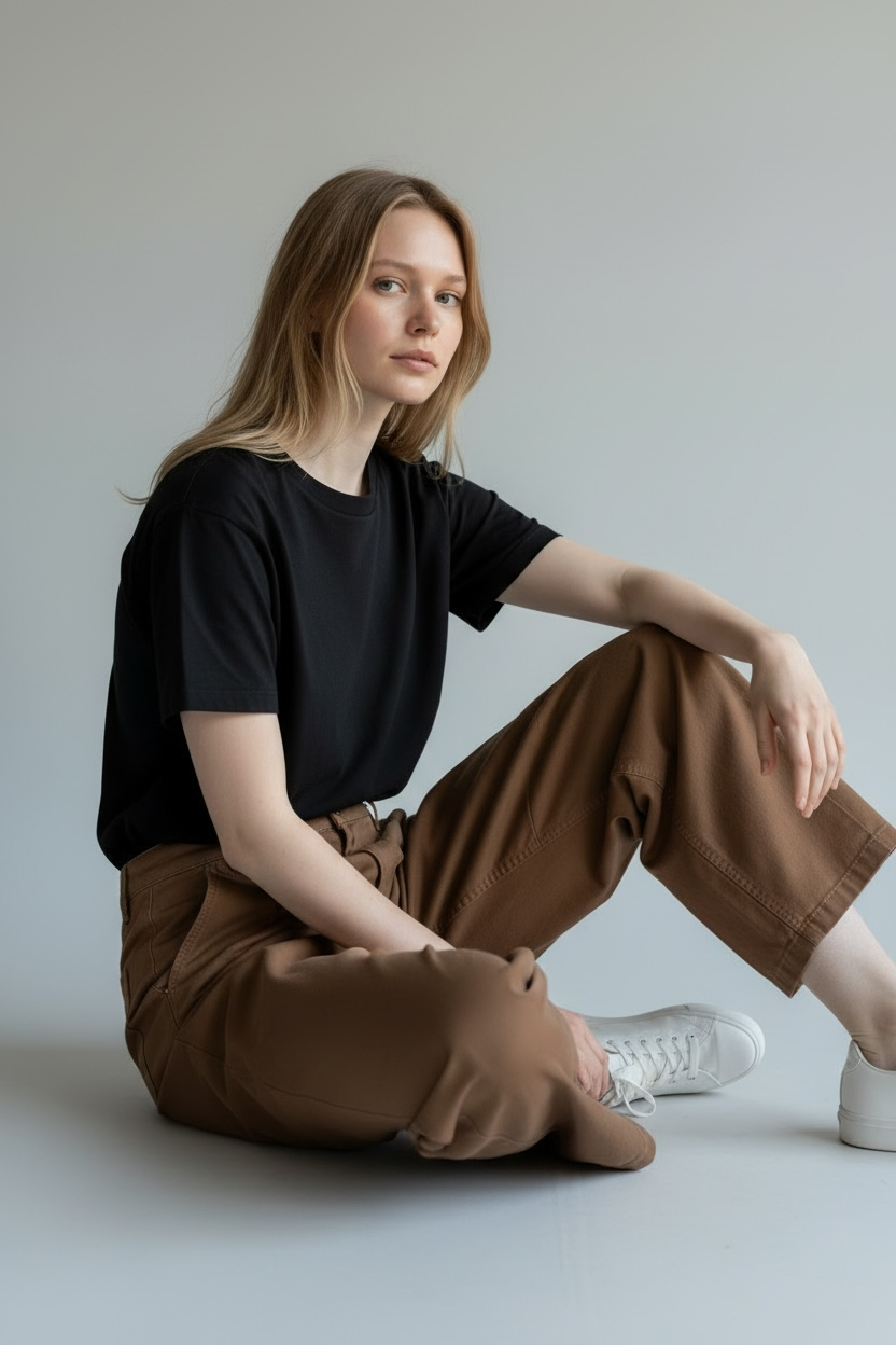 Jeans Baggy Please Donna Medium Taupe