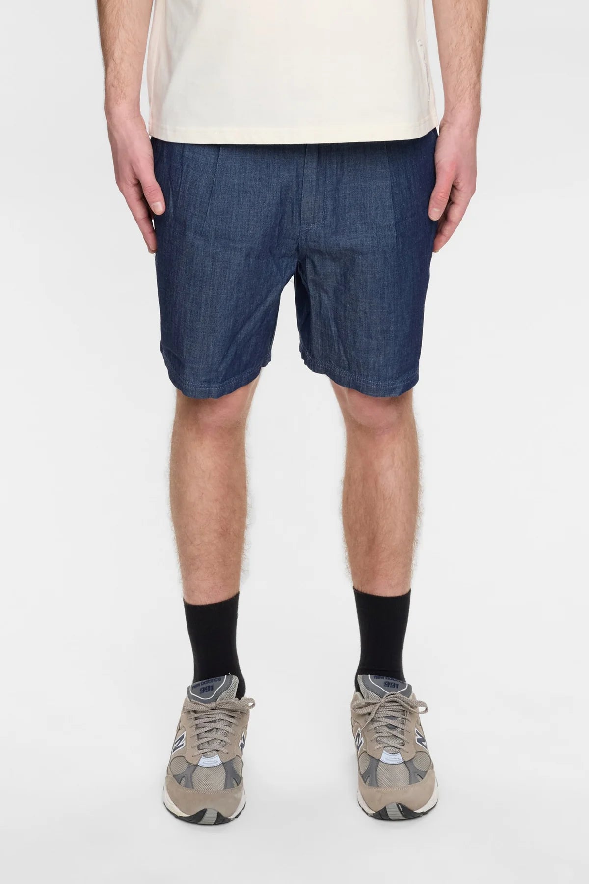 Anerkjendt AKJAN CHAMBRAY SHORTS - Medium Blue Denim